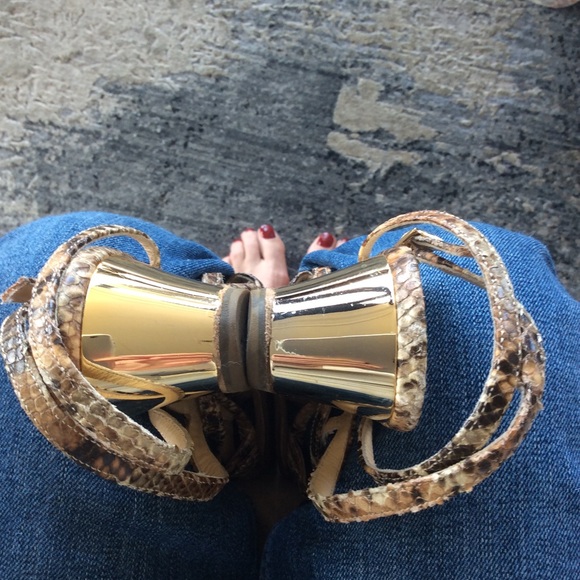 Like new-JIMMY CHOO SNAKE SKIN SANDALS - Picture 5 of 7